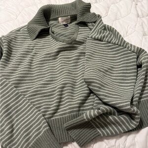 Striped Green and White Sweater